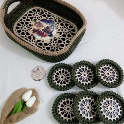 صواني تقديم لرمضان والعيد كروشيه 