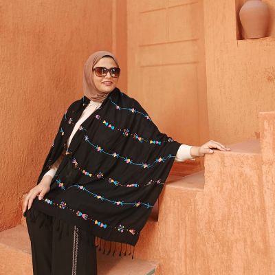 شال قطن مطرز يدوى فى سيوة ومنسوج يدوى