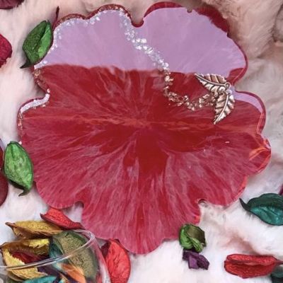 Resin coaster flower shaped 