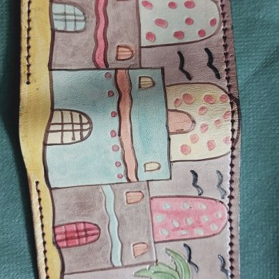 محفظه جلد طبيعي تلوين يدوى