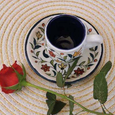 coffee cup and plate decorated with name 
