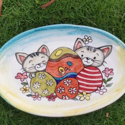 طبق خزفى مزخرف 