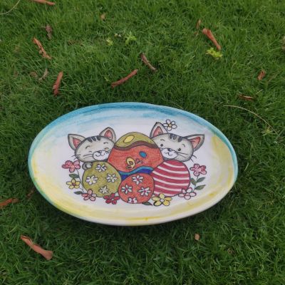 طبق خزفى مزخرف 