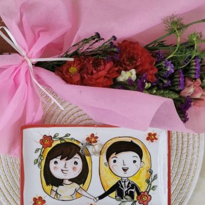 Engagement and wedding ceramic plate