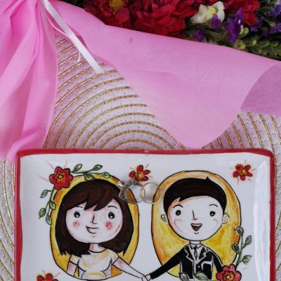 Engagement and wedding ceramic plate