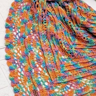 شال كروشية قطن بالوان الربيع