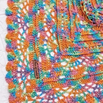 شال كروشية قطن بالوان الربيع