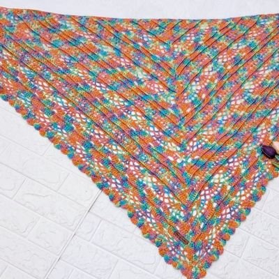 شال كروشية قطن بالوان الربيع