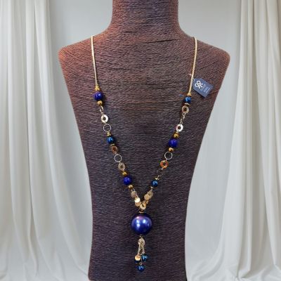 سلسله من الدهب الصينى الجولد من احجار العقيق وفواصل هيماتيت 