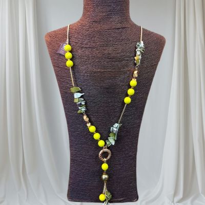 سلسله من الدهب الصينى الجولد من احجار العقيق وفواصل هيماتيت 