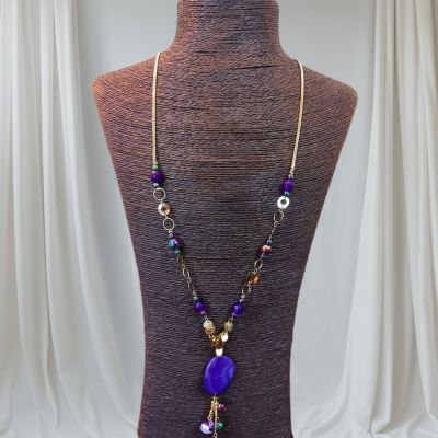 سلسله من الدهب الصينى الجولد من احجار العقيق وفواصل هيماتيت 