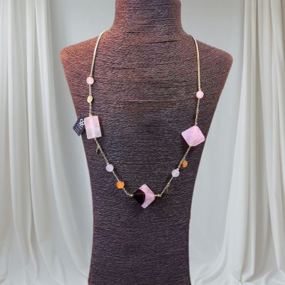 سلسله من الدهب الصينى الجولد من احجار العقيق وفواصل هيماتيت 