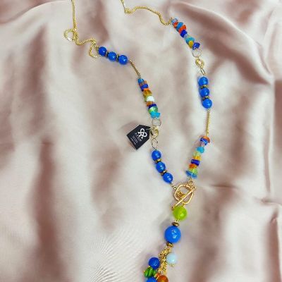 سلسله من الدهب الصينى الجولد من احجار العقيق وفواصل هيماتيت 