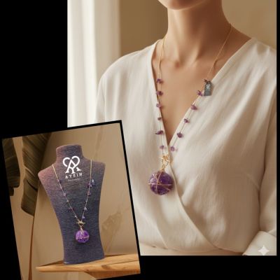 عقد  من احجار الاماتيست  وفواصل هيماتيت