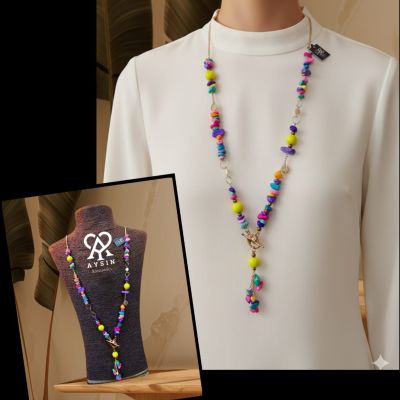 عقد  من احجار العقيق وفواصل هيماتيت