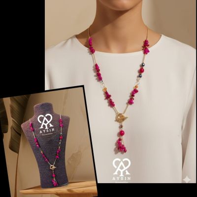 عقد  من احجار العقيق وفواصل هيماتيت