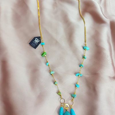 necklace made of turquoise stones.