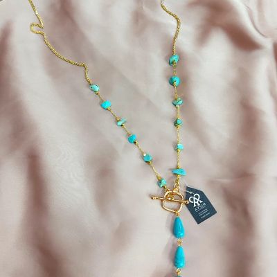 necklace made of turquoise stones.