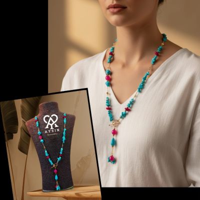  عقد من احجار العقيق والفيروز