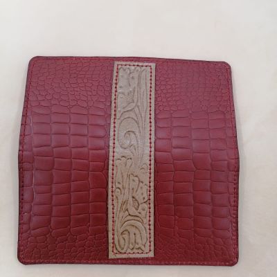 Genuine leather long wallet crocodile print 