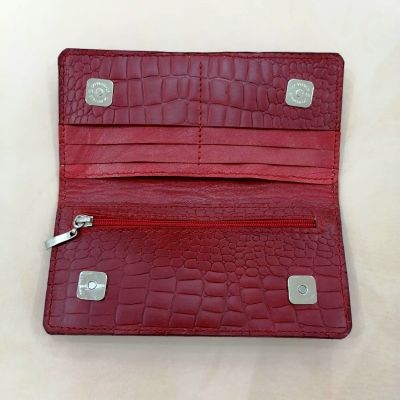 Genuine leather long wallet crocodile print 