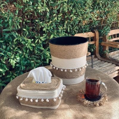 مجموعة من سلة مهملات و كفر مناديل 