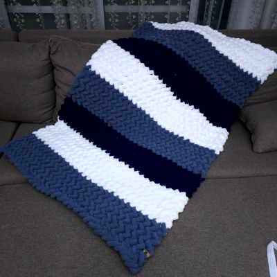  Blue handknitted blanket 