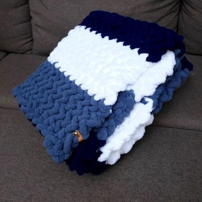  Blue handknitted blanket 