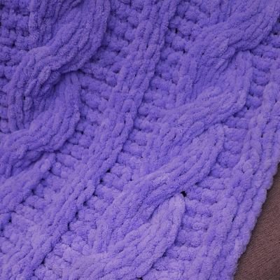 Purple cable puffy Blanket