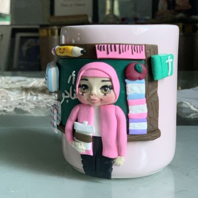 Polymer clay mug for teacher 