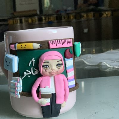 Polymer clay mug for teacher 
