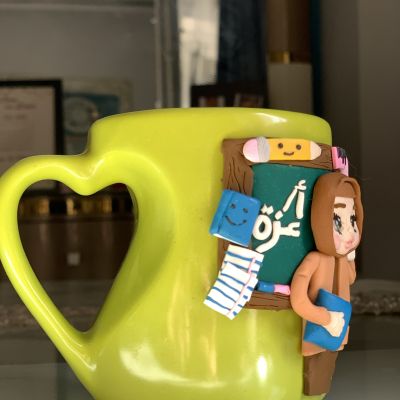 Polymer clay mug for teacher 