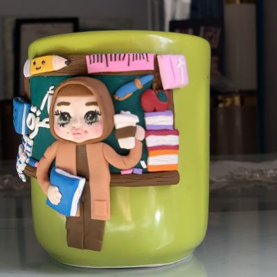 Polymer clay mug for teacher 