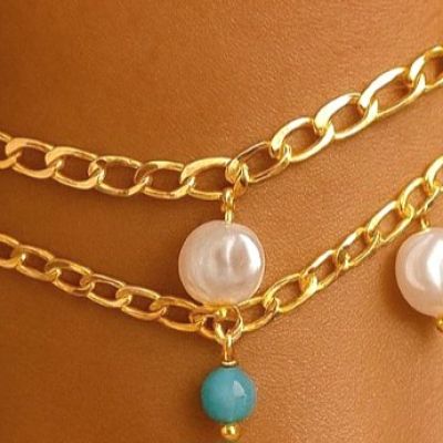 ٢ انسيال ستانلس ستيل مشغول باللولي واحجار الفيروز