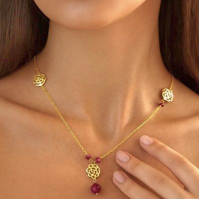 كوليه فضه مطلي دهب