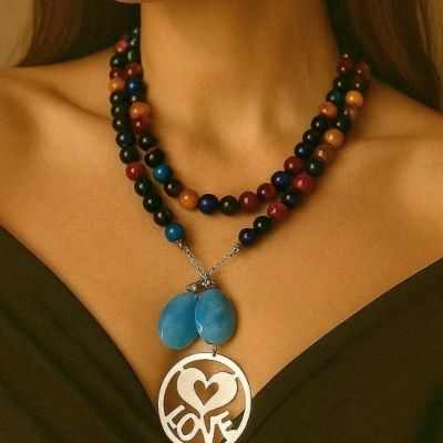 كوليه من العقيق الالوان 