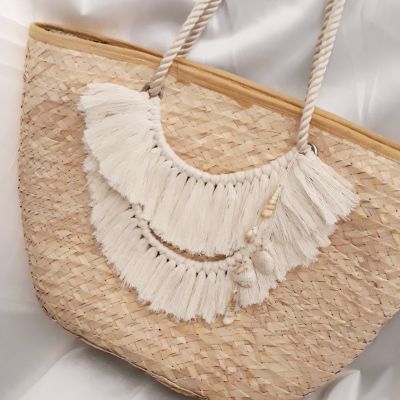 شنطة بحر خوص بتفاصيل المكرمية