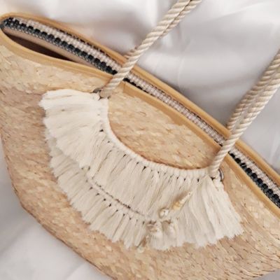 شنطة بحر خوص بتفاصيل المكرمية