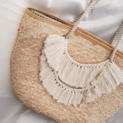 شنطة بحر خوص بتفاصيل المكرمية