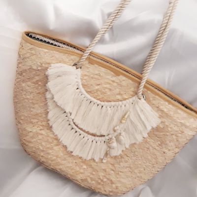 شنطة بحر خوص بتفاصيل المكرمية