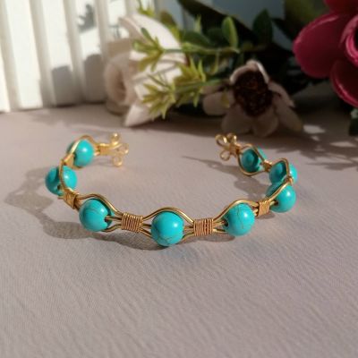 أسورة نحاس بخرز فيروزي 