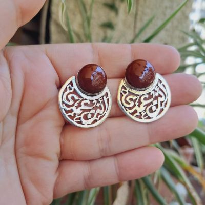 حلق فضة عقيق