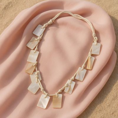 Sandy Shell Rectangle Necklace
