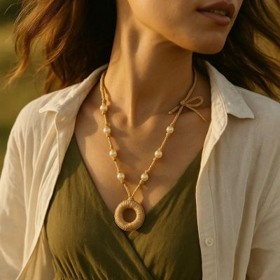 قلادة من اللؤلؤ والخيط