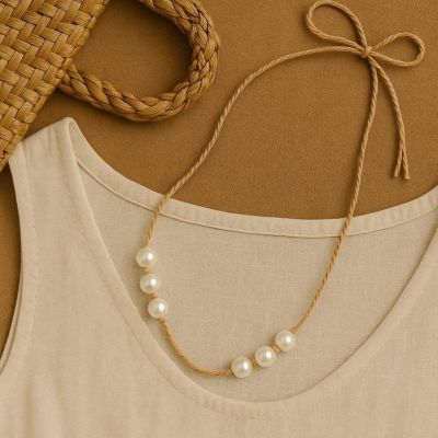 Pearl Charm Rope Necklace