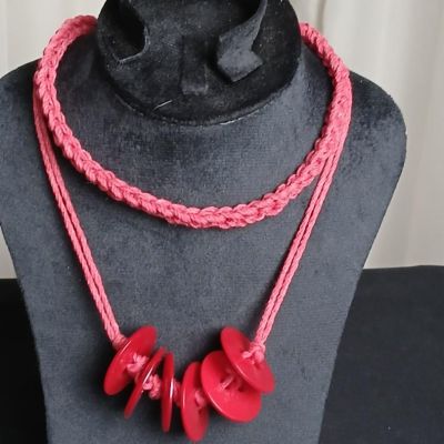 Coral Disc Charm Necklace