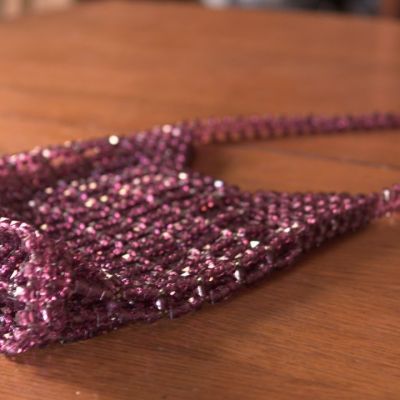 شنطة كريستال باذنجانى