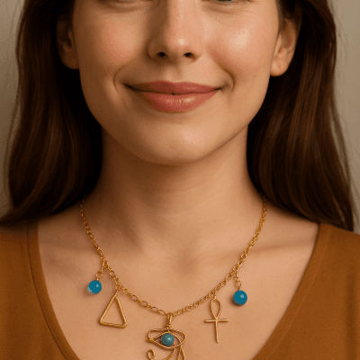 سلسلة نحاس بدلايات فرعونيه 