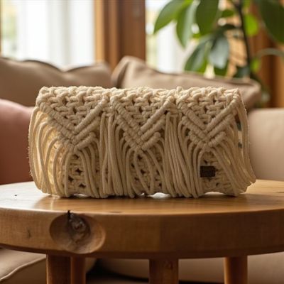 شنطة زهور المكرمية  