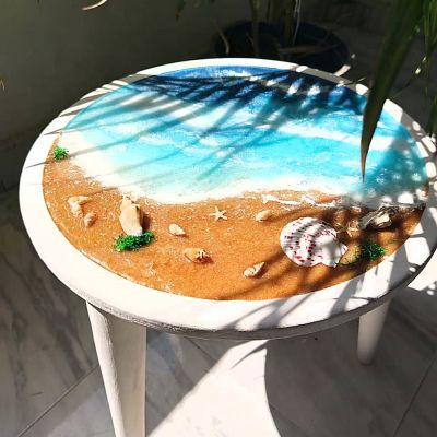 ترابيزة ريزن جانبية شكل البحر 50 سم